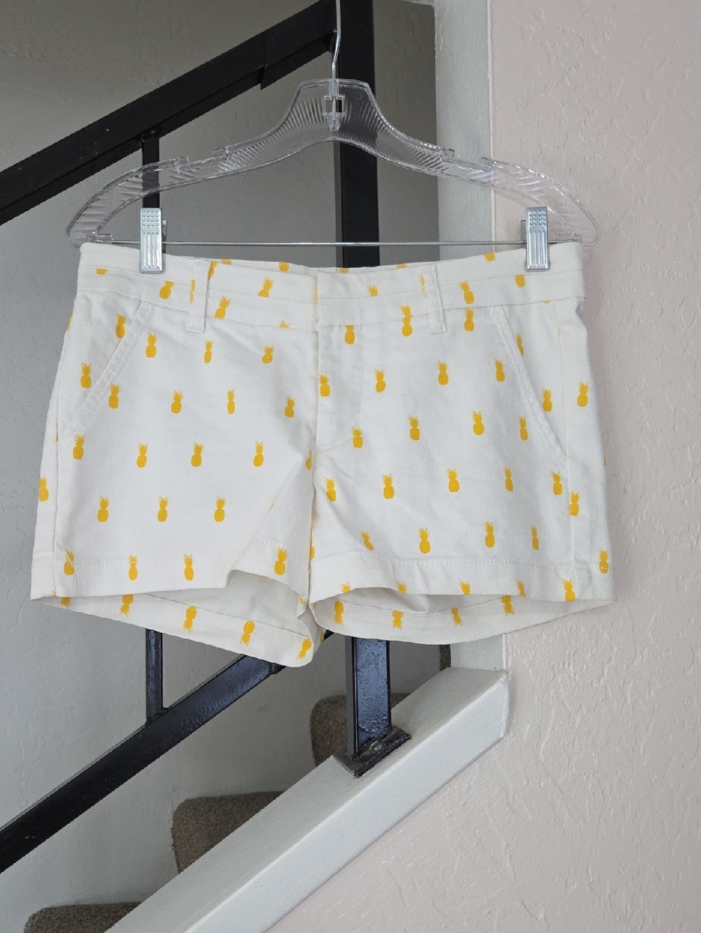 Harper White Jean Shorts with Yellow Pineapple Print Size S